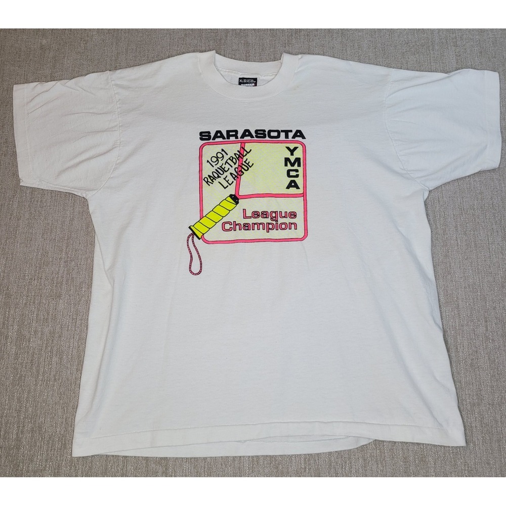 YMCA 91 Sarasota‎ Racquetball League Screen Stars Tag XL Shirt Single Stitch USA